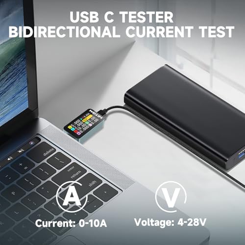 Image of Diymore USB C Power Meter Portable USB-C Tester,Digital Power Meter, for USB-C Phones, Laptops, Chargers and More Voltage Tester Multimeter Tester USB Tester Power Meter USB Power Meter