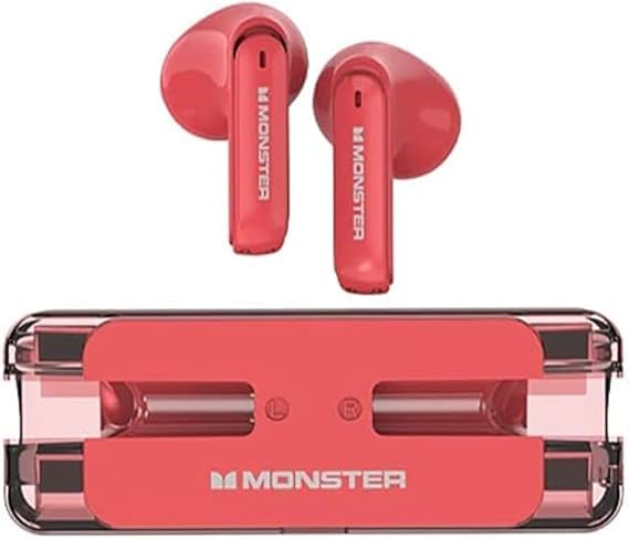 ROFEE Monster Airmars XKT08 Wireless ENC Gaming Headphones (Red)