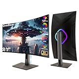 27 Inch Curved Gaming Monitor 180HZ QHD Height Adjustable, Professional PC 2K Monitors 2560 x 1440p Home Office Computer Screen, HDMI, DP, AdaptiveSync, 1500R, Build-in Speaker, 100 x 100 mm VESA