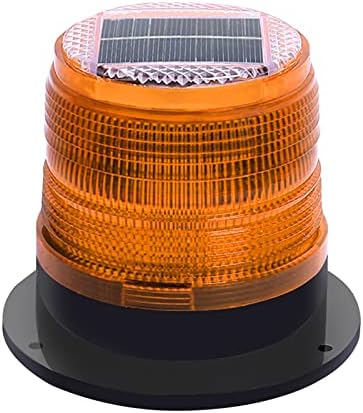 RISOON Solar Strobe Warning Safety Flashing Light/Ceiling Strobe Light, with Strong Magnetic Base Waterproof for Construction, Traffic, Factory, Crane Tower, Boat Navigation (Yellow)