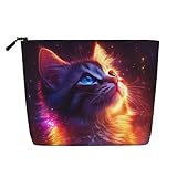 Trousse de Maquillage Tendance pour Femme, Motif Chat Galaxie, idéale comme Cadeau de Noël ou d'anniversaire, Accessoire de Toilette