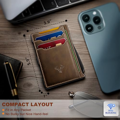 BULLIANT Men Wallet-Slim Money Clip Wallet Metal Card Case With Pop up Access 9 Cards RFID Blocking Pocket Fit4