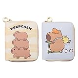 YGCHEN Capybara Geldbörse Süße Wasserschwein Geldbeutel Capibara Leder Portemonnaie Mini Münztasche Kindergeburtstagsgeschenk 2 Stück