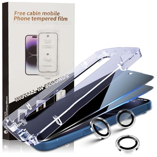 【2+2枚セット】(i)Phone 17 Pro Max ガラスフィルム 覗き見防止フィルム(2枚)+カメラフィルム(2枚) 貼り付けキット付き (i)Phone 17 Pro Max 対応 覗き見防止フィルム 硬度9H 強化ガラス 旭硝子製 疎水疎油 指紋·汚れ防止 Greerass 高感度タッチ 超高透過率 全面保護 耐衝撃 飛散防止 自動吸着 気泡ゼロ 貼り付け簡単のサムネイル