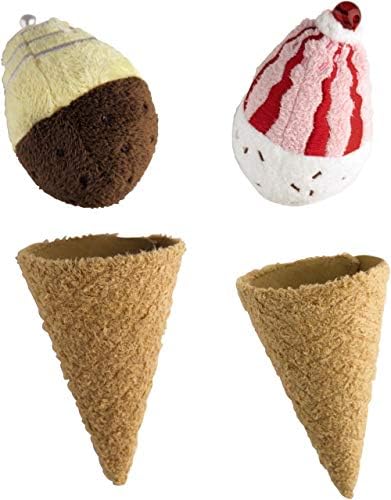 HABA Biofino Ice Cream Venezia - 2 Pretend Play Plush Cones with Reversible Scoops (4 Flavor Combos)