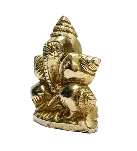 athizay Brass Shankh Ganesha Statue - 10.5 cm Gold Finish - Image 3