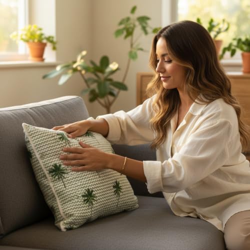 Image of Tropical Jungle Decorative Cushion Cover for Sofa & Living Room, Throw Pillow Cover, Hidden Zipper, Pack of 1