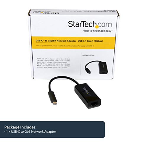 Image of StarTech USB-C Gigabit Ethernet Adapter, Thunderbolt 3 /4, RJ45 | Thunderbolt 3 /4 Compatible, 10 /100 /1000 Mbps, USB Bus Powered, Windows, Mac, Linux, ChromeOS