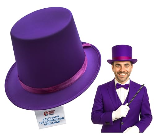 Nicky Bigs Novelties Purple Top Hat For Men Victorian Hat Steampunk TopHat Costume For Adults