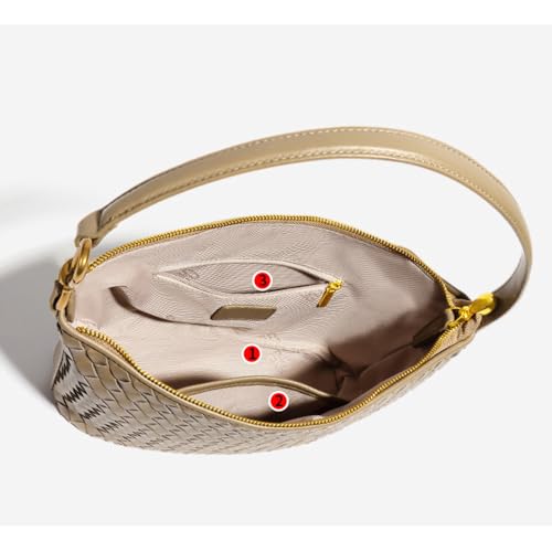 Woven Women's Handbag Lightweight Luxury Vegan Leather Top Handle Tote Bag Crossbody Bag Zip Closure3