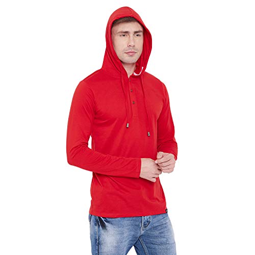 Image of LE BOURGEOIS Men Solid Regular Fit Hooded Neck Full Sleeve Cotton Sweatshirt Hoodie T-Shirt