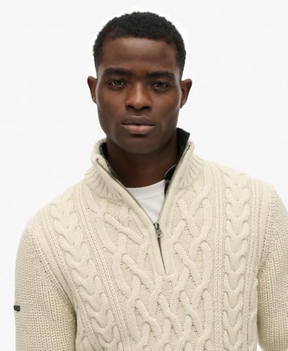 Sweat shirt Superdry Half Zip Pullover Jacob Cable Ecru EU - vue 5