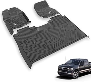 3W Floor Mats Compatible for Ford F150 SuperCrew Cab 2015-2023 TPE All Weather Custom Fit Floor Liner for Ford F150 SuperCrew Cab 1st and 2nd Row Full Set Car Liners Black