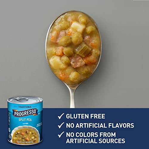 Image of Progresso Traditional Split Pea with Ham Canned Soup, Gluten Free, 19 oz | Real split peas, cooked ham & root vegetables, Good source of fiber, 120 calories per serving, No artificial flavors