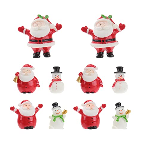 Happyyami 10 Pcs Santa Claus Resin Miniature Ornaments Christmas Desktop Decorations for Home Office for Holiday Decor and Children