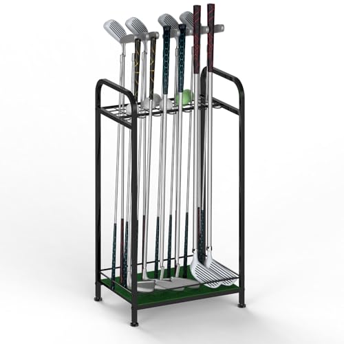 ETELI Golf Club Holder Stand for 33 Clubs & 27 Balls Metal Golf Club Rack Golf Ball Holder Display for Indoor and Outdoor Use Garage Home Club Simulator
