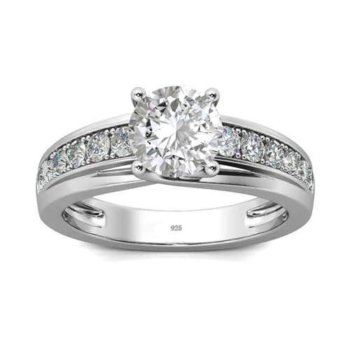 Moissanite Engagement Rings 1.27cttw D Color VVS1 Clarity Round Brilliant Cut Moissanite Wedding Anniversary Engagement Ring for Women, Promise Wedding Anniversary Giving