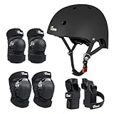 JBM Adult & Kid Skating Protective Gear Set for Beginner to Advanced, Skateboard Helmet Knee and Elbow Pads with Wrist Guards for Inline Roller Skating, Scooter, Skateboarding