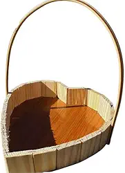 Kit 10 Cesta Coração 30cm Presente Madeira Alça Vime Aniversário Namorado Mães Pais Doce Chocolate