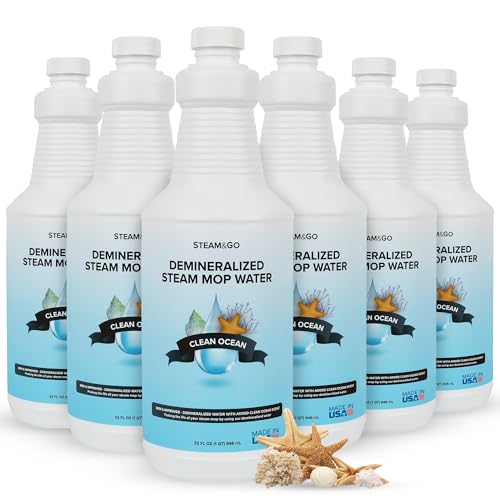 Image of Steam & Go Demineralized Water for Steam Mop - Clean Ocean Scent, 32 oz (Pack of 6) | Scented Floor Cleaner Solution, Ready-to-Use, Compatible with Any Steam Cleaner