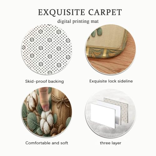Tapis de cuisine rustiques en textile doux de qualité supérieure beige - 7