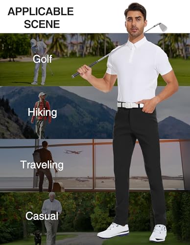 SPECIALMAGIC Mens Golf Pants Stretch Hiking Travel Waterproof Casual Lightweight Slim Fit Quick Dry Tarpred with Pockets4