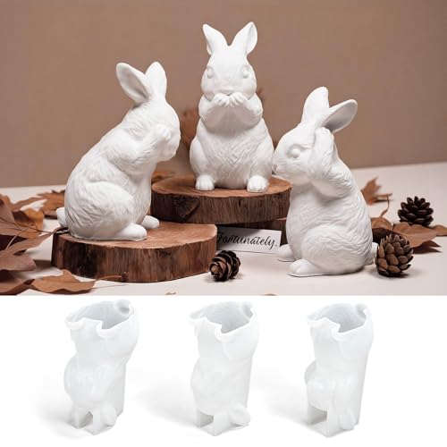 Ensemble de 3 moules en silicone Moules Lapin de Pâques, Moule Lapin de Pâques 3D en silicone, Moule Lapin de Pâques en pour plâtre