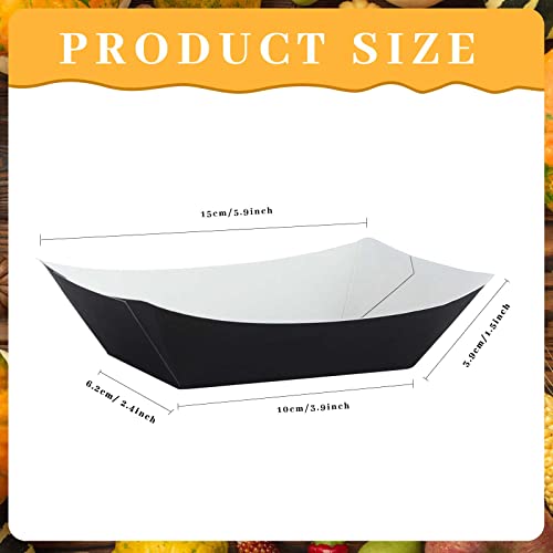 Disposable Paper Food Tray Paper Food Boats Grease Resistant Popcorn Tray For Serving Nachos, Tacos, Bbq, Festivals, Party Or Concession Stands Plates, White And Black (300 Pcs, 1Lb) #TOP21