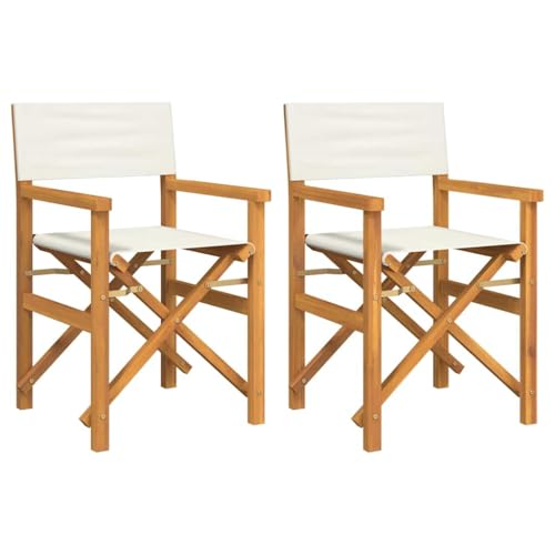 vidaXL Sillas de Director Plegables 2 uds Madera Maciza Teca Crema