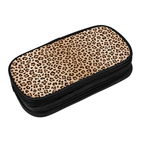 Image of Perinsto Leopard Print Pencil Case Big Capacity Multi Compartment Stationery Box Cheetah Pencil Pouch Holder Desk Organizer For School Office Home