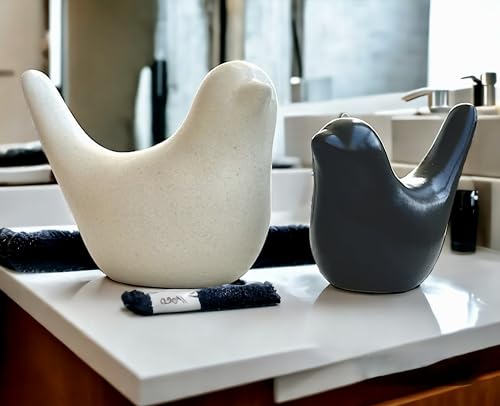 Image of Ceramic Birds Figurines Ceramic Blessing Birds Figurine Home Decorations Accessories Set of 2 (Beige and Black Matte)