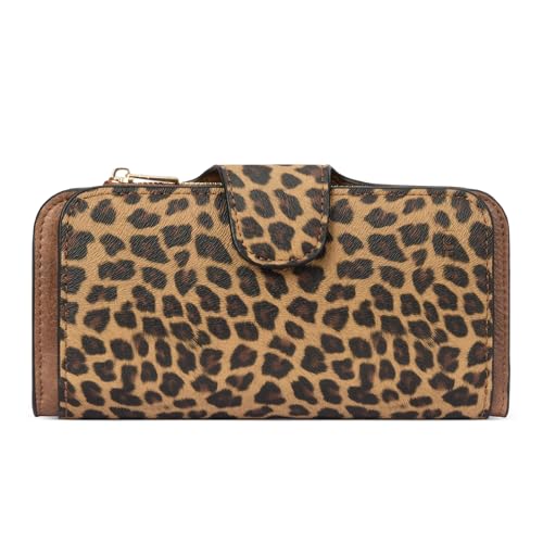 Image of CLUCI Wallet For Women PU Leather RFID Blocking Womens Wallet Bifold Card Holder with ID Window Gifts for Women Birthday, z Leopard, Large, Fashion