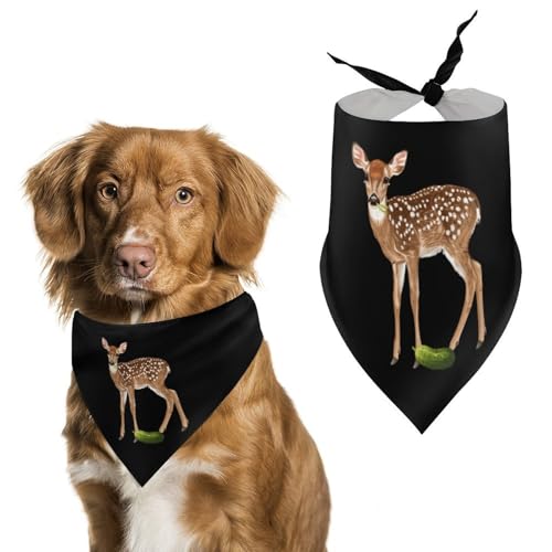 Dill Doe Nature - Pañuelo ajustable con diseño de ciervos y pepinillos para mascotas, pañuelo triangular para perros y gatos