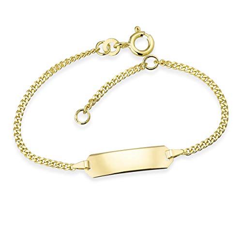 MATERIA by Matthias Wagner Pulsera infantil para bebé con nombre grabado en oro 333, joya infantil, 12 cm, 14 cm, ajustable, GA-8, Oro amarillo