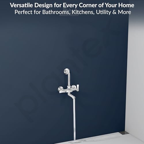 Image of Plantex 2 in 1 Wall Mixer for Bathroom /Mixer L-Bend Provision for Overhead /Mixer Tap for Bathroom with Water Saving Nozzle and Wall Flange (3515, Chrome)