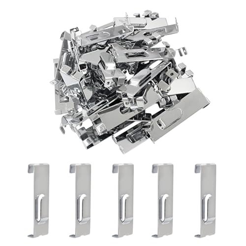 Biaungdo 60 ganci argentati con intaglio per griglia, ganci per griglia, ganci per appendere quadri da parete, accessori per pannelli a griglia, ufficio, casa