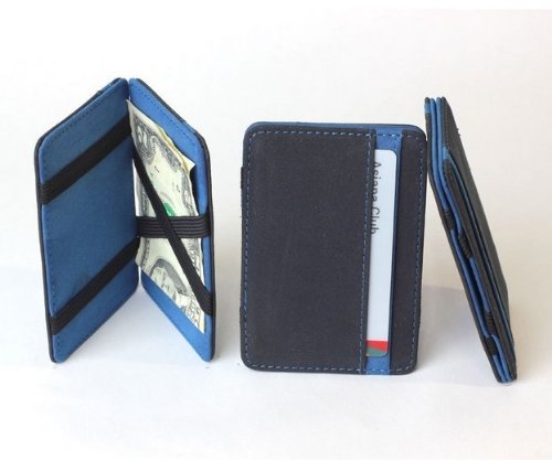 Generic New Mens MAGIC MONEY CLIP Leather Wallet Slim Money Clip Slim Wallet (Blue)