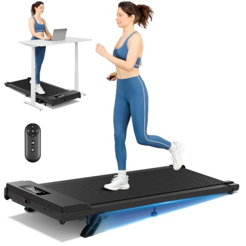 Image of THERUN Small Walking Pad Treadmill with 5% /8% Incline, 2.5HP Brushless Core with 265 /330 LBS Weight Capacity, Ultra-Quiet Under Desk Machine with Remote & LED Display for Home & Office Use