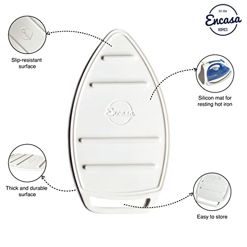 Image of Encasa XO Silicon Mat for Hot Iron Rest - Heat Resistant, Anti - Slip, Thicker Pad for Protecting Your Table During Ironing, Non-Burning, Machine Washable, Durable - White