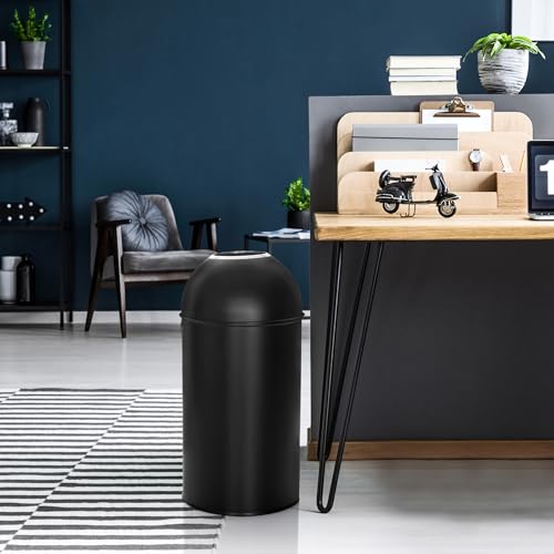 hjh OFFICE Mülleimer 50L CLEAN OR 50 Metall, offener Abfallsammler, Fassungsvermögen 50 Liter, Matt Schwarz, 741011 – Bild 4