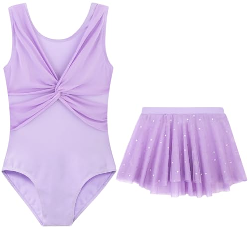 Catálogo para Comprar On-line Ropa de Gimnasia para Niño de esta semana. 46 DAXIANG Maillot de baile frontal de malla para niñas, vestido de ballet de gimnasia con falda tutú extraíble para niñas y niños de 2 a 10 años, Púrpura, 3 Años/4 Años