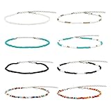 🎍【Material】Bunte Perlenkette ist aus Glas, sicheres Material, ungefährlich für Ihren Körper, Handarbeit macht es zarter