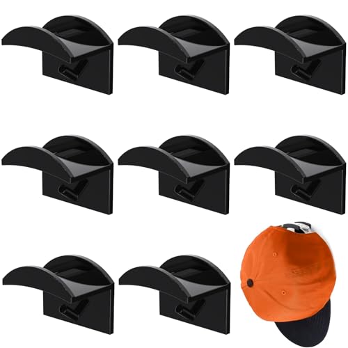 Pcsfoe 8 soportes minimalistas para gorras de béisbol para montaje en pared, color negro