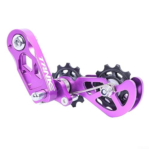 PETSTIBLE Tendeur de chaîne de vélo, convertisseur de vitesse unique, liaison anti-chute, boîtier en aluminium, matériau en alliage d'acier, 36 dents, violet, tendeur de chaîne de vélo, composant