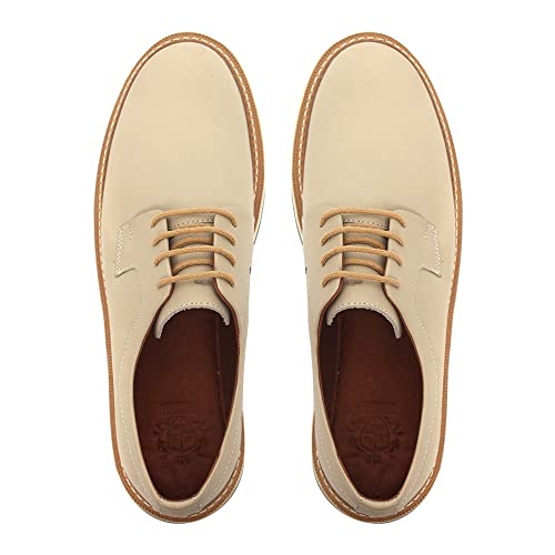 Sapato Oxford Masculino Derby Tratorado Couro Premium Liso cor:Bege;Tamanho:40
