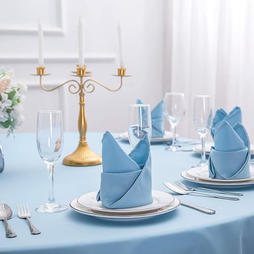 Image of Dining Table Napkins Polycotton Set of 6 Cloth Napkins for Dining Table Dinner Napkins Cloth 17x17 Inches for Party Wedding Cocktails Restaurant Decoration Regular Use Napkins-Light Blue