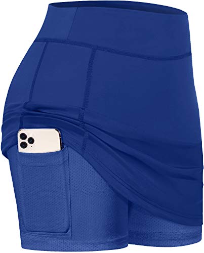 Image of BLEVONH Women Tennis Skirts Inner Shorts Elastic Sports Golf Skorts with Pockets
