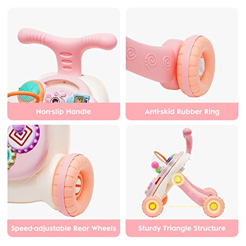 Image of 3 in 1 Baby Walker and Activity Center for Girl, Sit to Stand Learning Walk, Early Educational Push Toys with Panel for Infant Toddlers Push Toys Gifts for Girl
