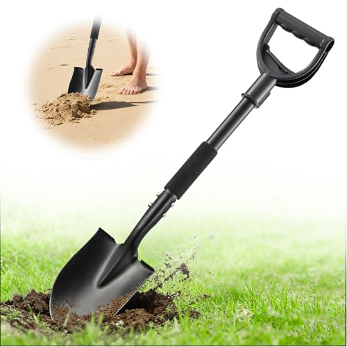 Garden Shovels for Digging 31 Inch Small Shovel Heavy Duty Metal Digging Shovel with D-Handle Grip Short Kids Shovels for Digging Mini Spade Shovel for Gardening Camping Beach Car Snow Removal