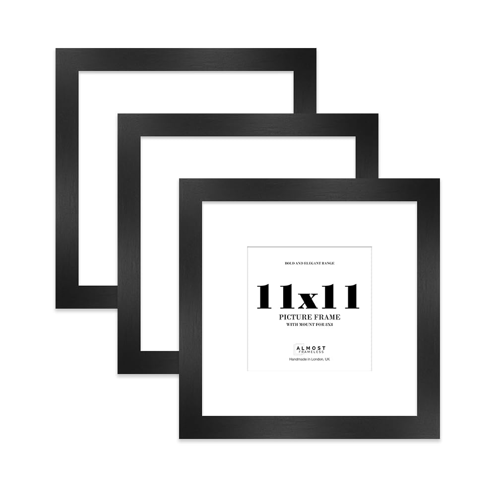 11x11" Black Square Frame With Mount for 8x8" Pictures 28mm Edge Frame Display with Wall Hooks and Kickstand, 3 Pack โ image 1